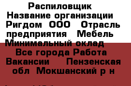 Распиловщик › Название организации ­ Ригдом, ООО › Отрасль предприятия ­ Мебель › Минимальный оклад ­ 1 - Все города Работа » Вакансии   . Пензенская обл.,Мокшанский р-н